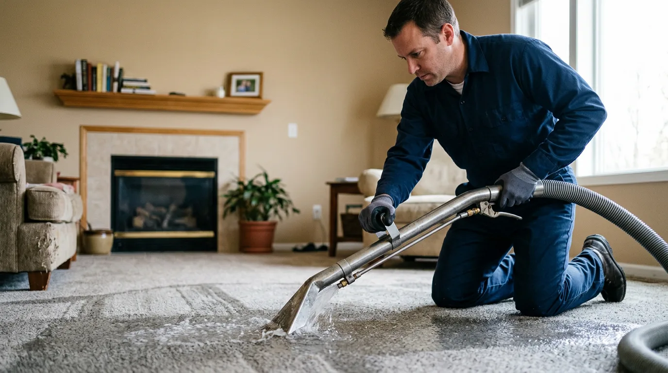 Water damage restoration technician working near Wading River, NY